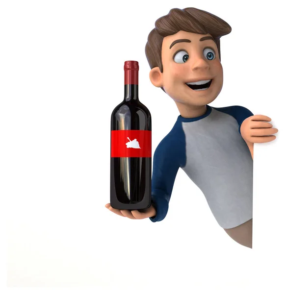 Personaje Dibujos Animados Con Vino — Foto de Stock