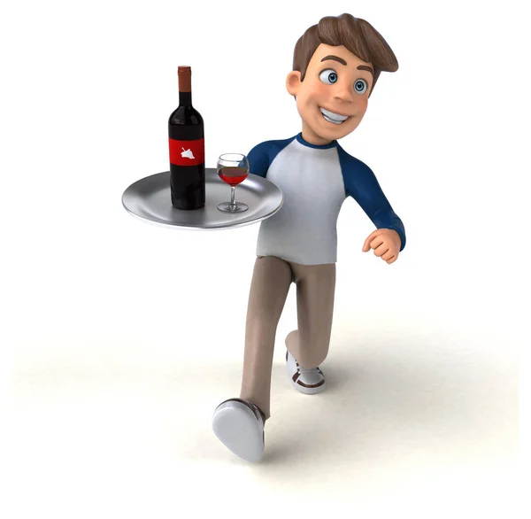 Cartoon Figur Mit Wein — Stockfoto