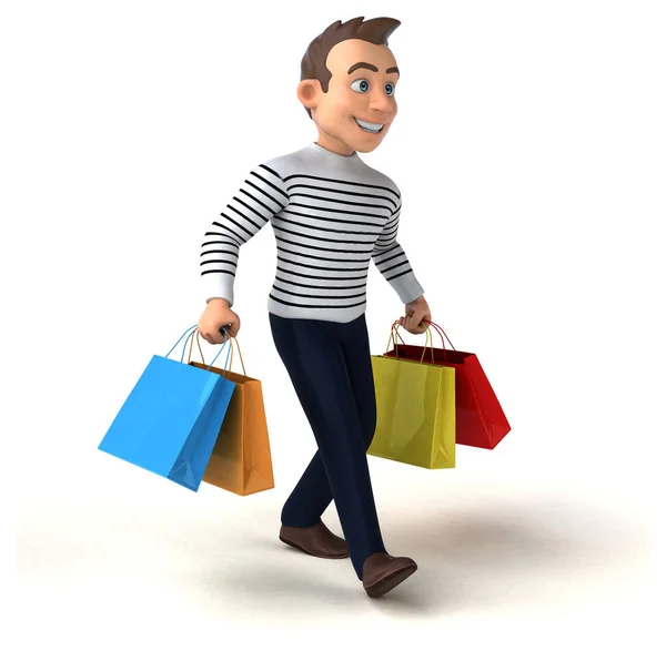 Divertimento Cartone Animato Personaggio Shopping — Foto Stock