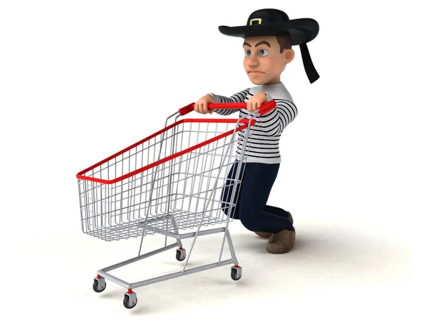Spaß Cartoon Figur Einkaufen — Stockfoto