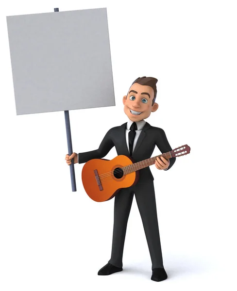 Divertido Personaje Dibujos Animados Con Guitarra — Foto de Stock