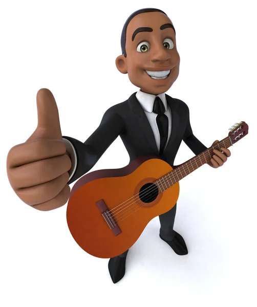 Personagem Desenho Animado Divertido Com Guitarra — Fotografia de Stock