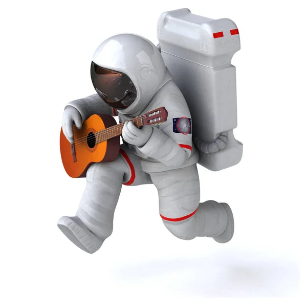 Astronaute Amusant Avec Guitare Illustration — Photo