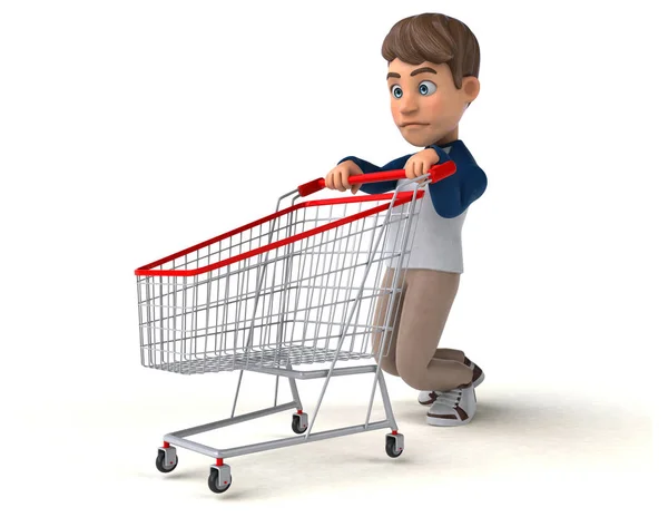 Divertimento Cartone Animato Personaggio Shopping — Foto Stock