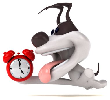 Eğlenceli çizgi film karakteri ile saat - 3d çizim