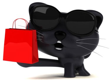 Eğlenceli çizgi film karakteri ile çanta - 3d çizim