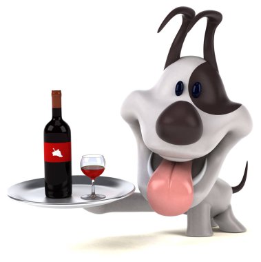 Şaraplı komik çizgi film karakteri - 3D İllüstrasyon