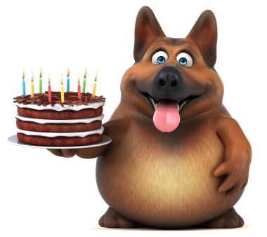 Eğlenceli çizgi film karakteri ile kek - 3d çizim