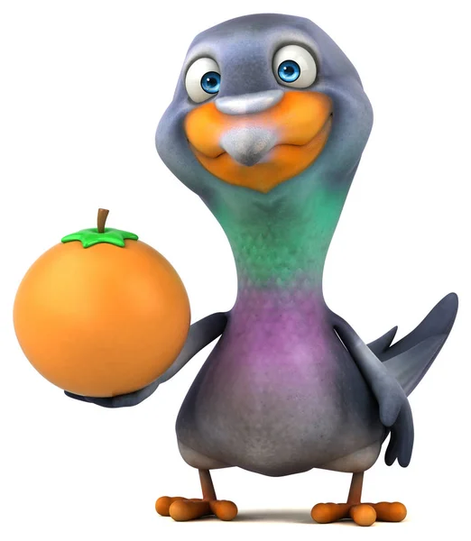 有趣的鸽子与橙色 3D插图 — 图库照片