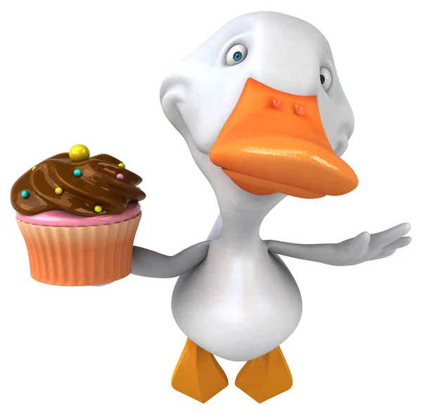 Rolig Tecknad Figur Med Cupcake Illustration — Stockfoto