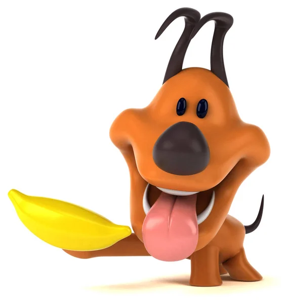 Personagem Desenho Animado Divertido Com Banana — Fotografia de Stock