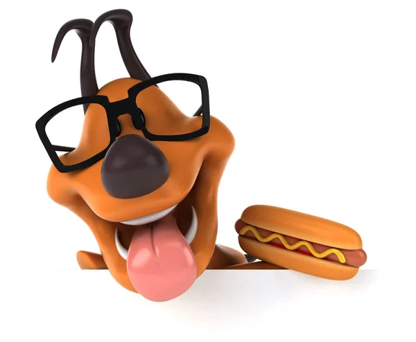 Leuke Stripfiguur Met Hotdog — Stockfoto