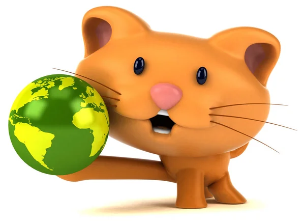 Fun Cartoon Character Globe Illustration — Stock Photo, Image