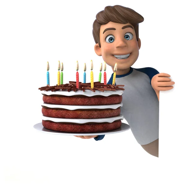Zeichentrickfigur Spaß Teenager Mit Kuchen — Stockfoto