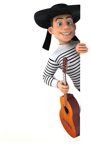 Spaß Cartoon Figur Mit Gitarre — Stockfoto