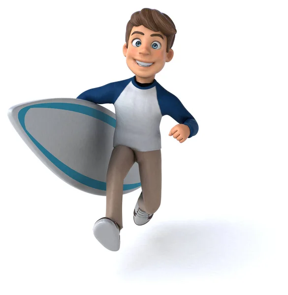 Divertimento Personaggio Dei Cartoni Animati Surfista — Foto Stock