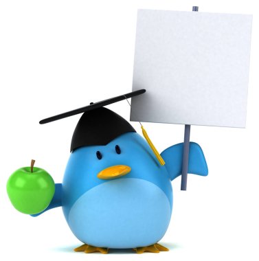 elmalı eğlenceli kuş - 3d İllüstrasyon