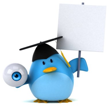 Gözü olan eğlenceli kuş - 3d Görüntü