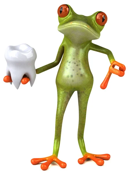 歯でカエルを楽しむ 3Dイラスト — ストック写真