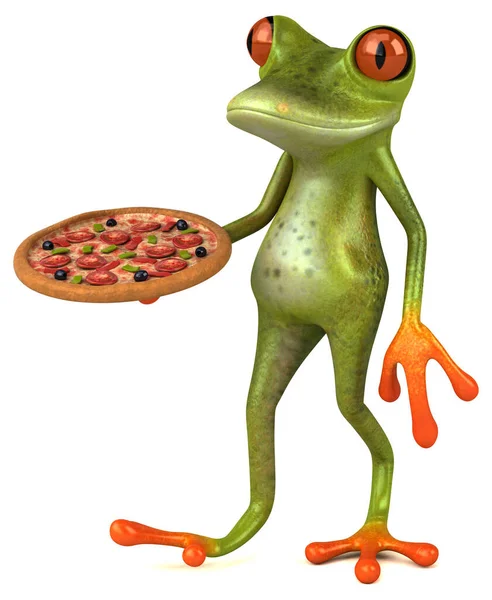 Fun Frog Pizza Illustration — Stock Photo, Image