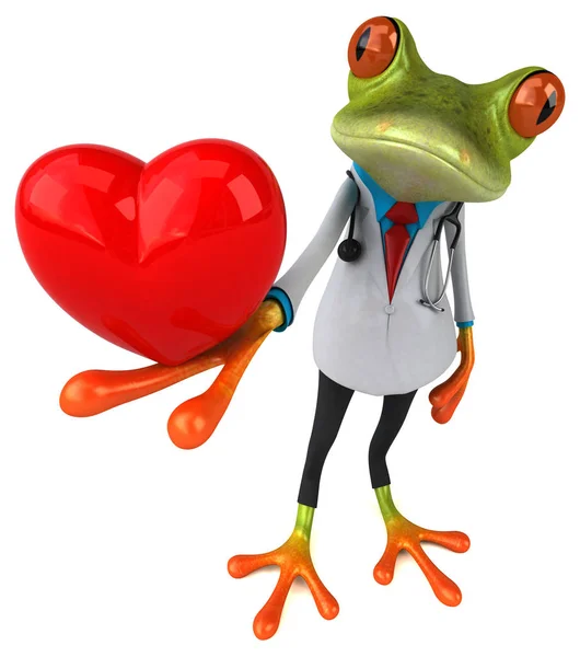 Fun Frog Heart Illustration — Stok Foto