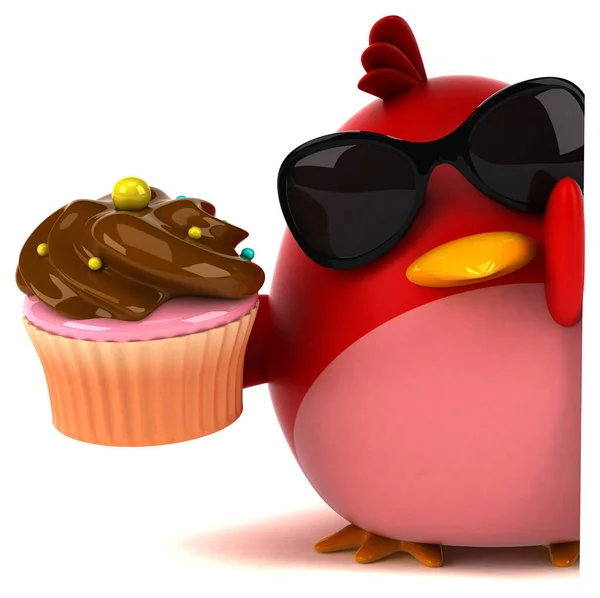 有蛋糕的小鸟 3D图解 — 图库照片
