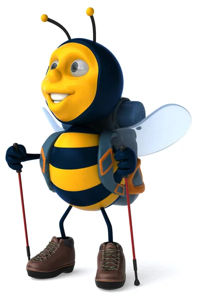 有趣的背包客蜜蜂 3D插图 — 图库照片