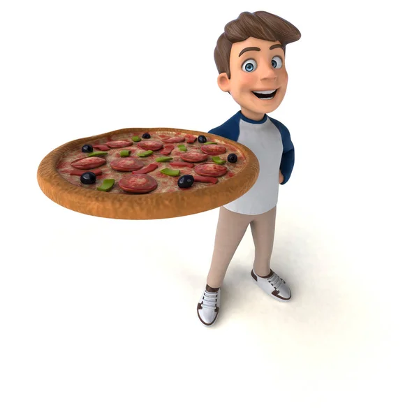 Divertido Personaje Dibujos Animados Con Pizza —  Fotos de Stock