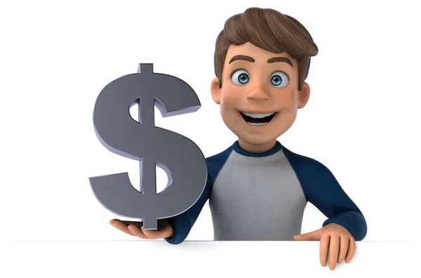 Fun Cartoon Character Dollar Illustration — Stock Photo, Image