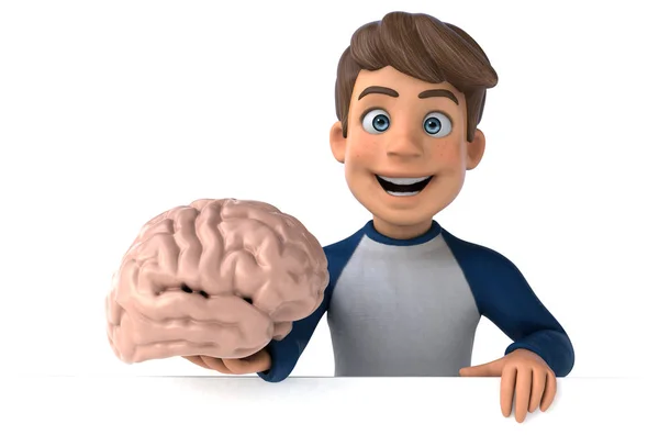 Divertido Personaje Dibujos Animados Con Cerebro — Foto de Stock