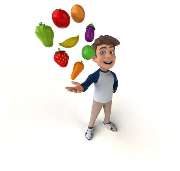 玩具水果的3D卡通人物 — 图库照片