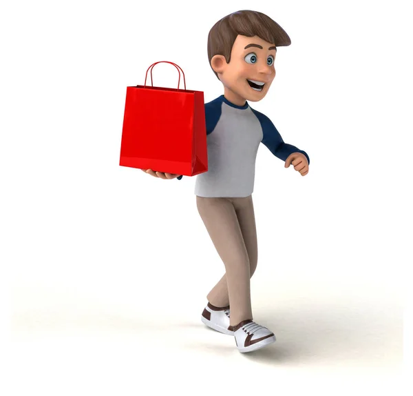 Spaß Zeichentrickfigur Einkaufen Illustration — Stockfoto