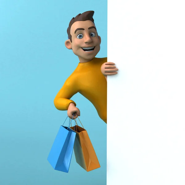 Divertente Personaggio Dei Cartoni Animati Shopping Illustrazione — Foto Stock