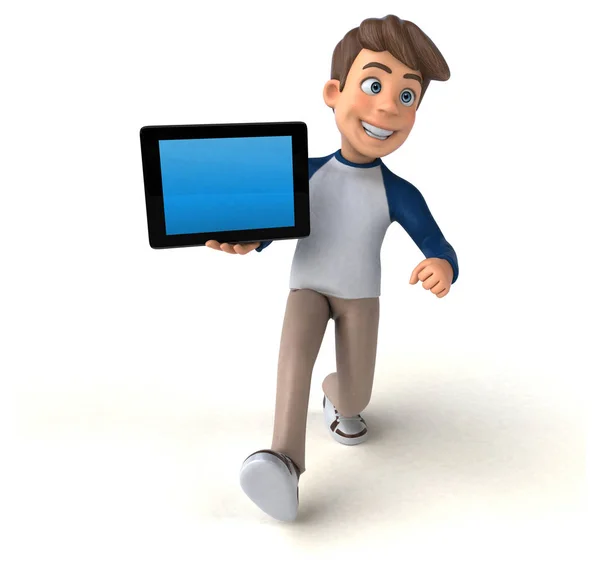 Cartoon Character Fun Teenager Tablet — Stock Photo, Image