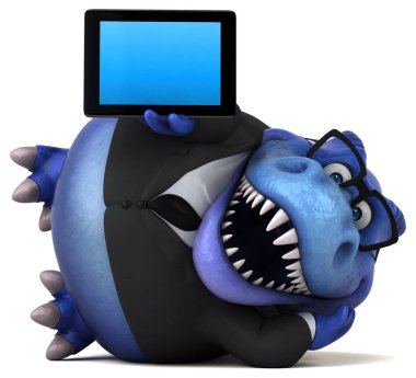 Eğlenceli çizgi film karakteri ile tablet - 3d çizim