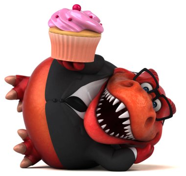 Eğlenceli çizgi film karakteri ile kek - 3d çizim