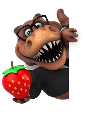 Çilekli eğlenceli üç boyutlu çizgi film karakteri