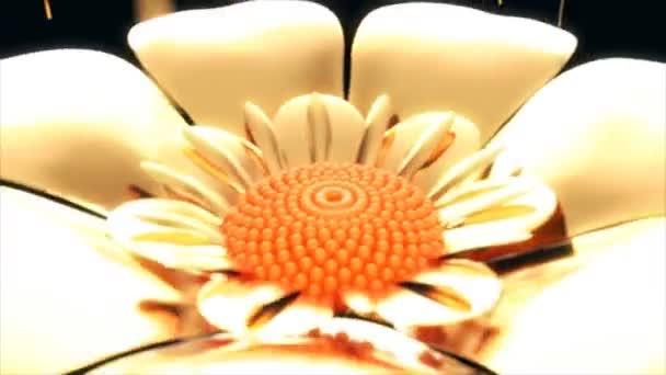 Золотые Цветы Красивый Абстрактный Фон Анимация — стоковое видео