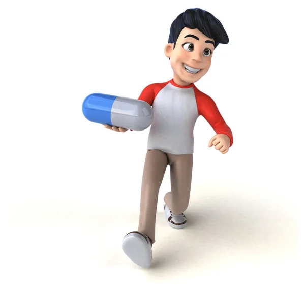 Fun Cartoon Character Pill — Stock Photo, Image