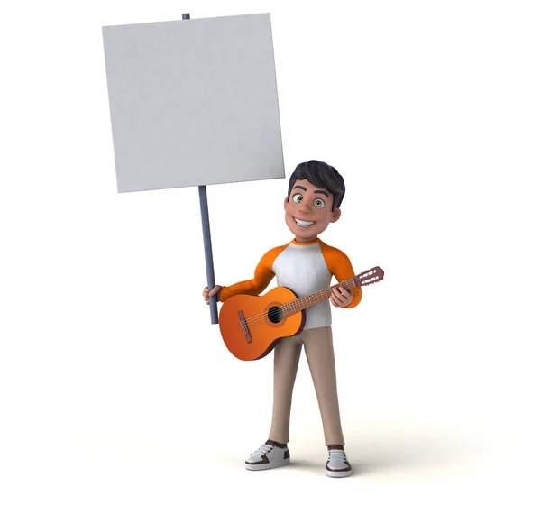 Fun Cartoon Character Guitar Illustration — Stock Photo, Image