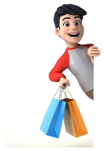 Divertente Personaggio Dei Cartoni Animati Shopping Illustrazione — Foto Stock