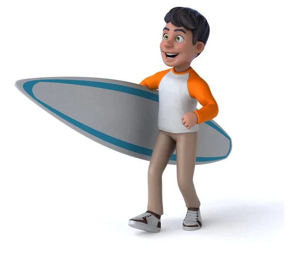 Diversão Personagem Desenho Animado Surfista — Fotografia de Stock