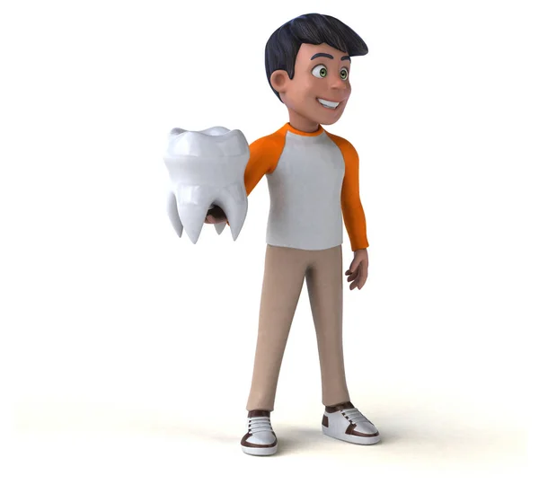 Spaß Zeichentrick Asiatisch Teenager Mit Zahn — Stockfoto