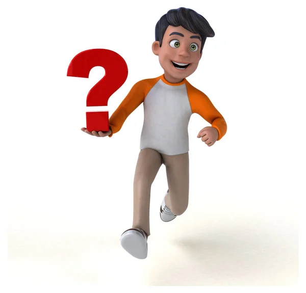 Fun Cartoon Asian Teenager Question — Stock Photo, Image