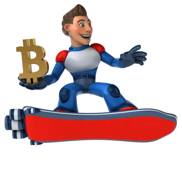 Super Modern Superhjälte Med Bitcoin Illustration — Stockfoto