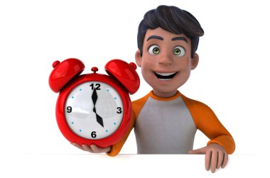 çizgi film karakteri ile saat - 3d çizim