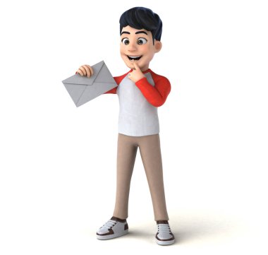 Zarflı manga tarzı eğlenceli bir Asyalı genç.