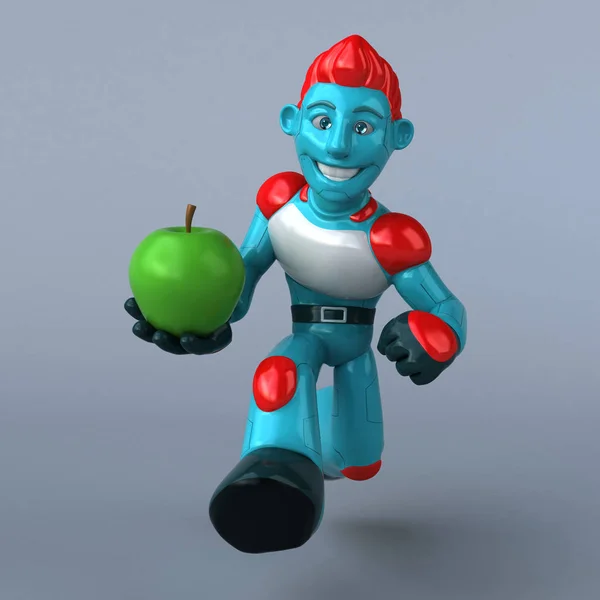 Spaß Cartoon Figur Mit Apfel — Stockfoto