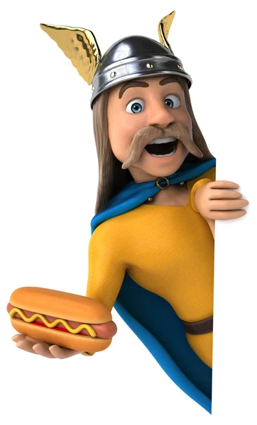Spaß Cartoon Figur Mit Hotdog — Stockfoto