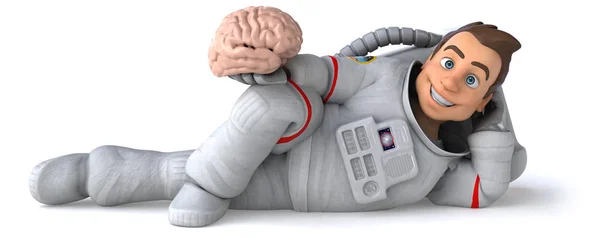 Astronauta Divertido Com Cérebro Ilustração — Fotografia de Stock